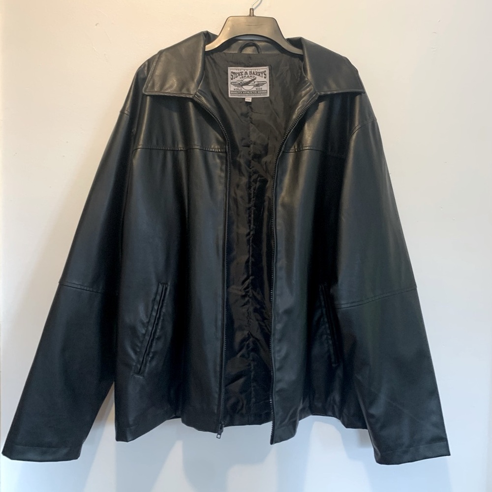 Steve & Barry’s Black Faux Leather Jacket Men’s XXL